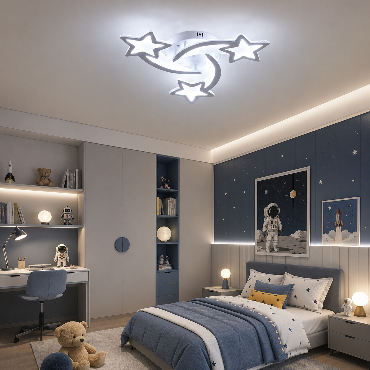Lustra Led Dormitor Stars Happy Light
