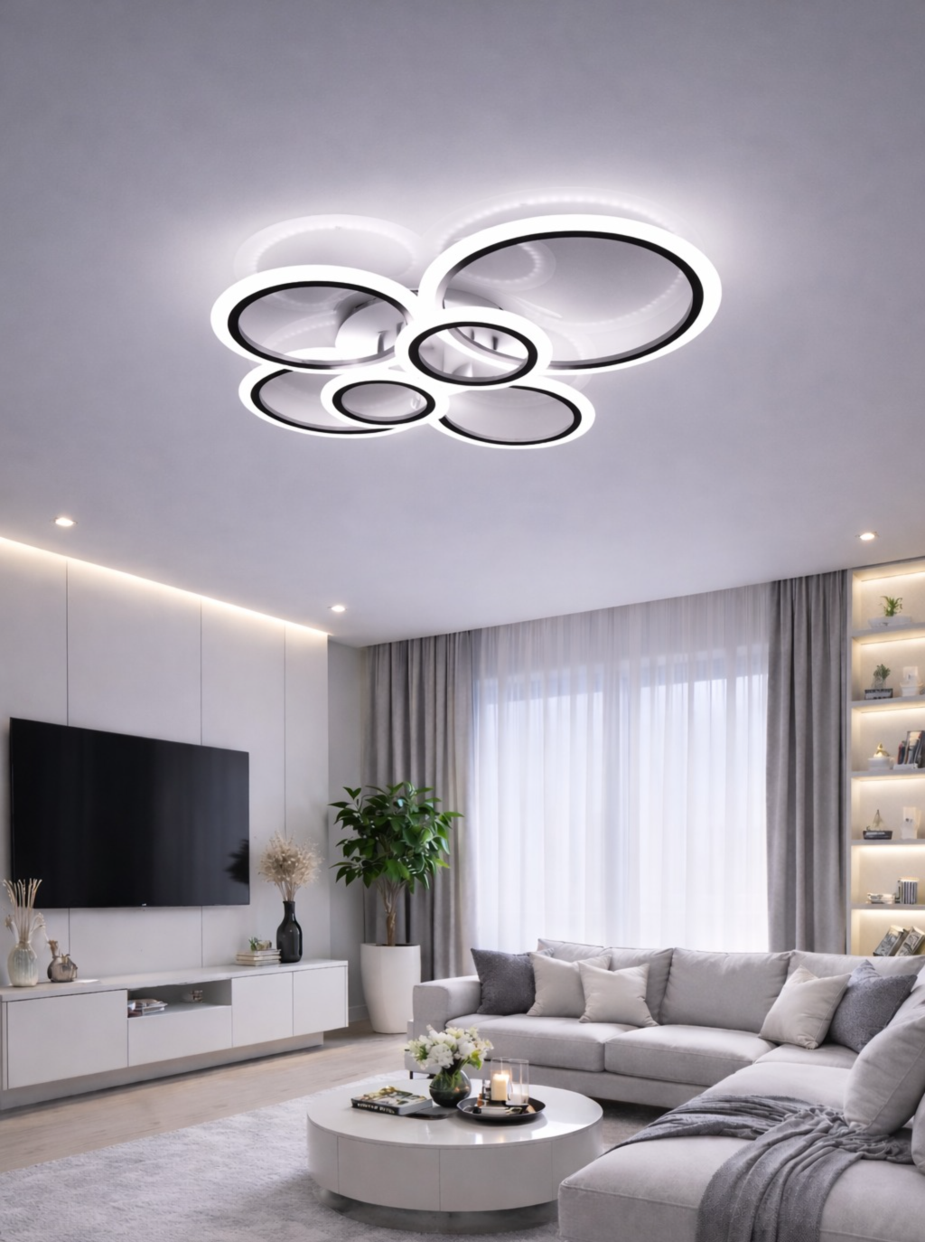 Lustra Led Roundness Alb cu telecomandă Lustra Led Roundness Alb cu telecomandă