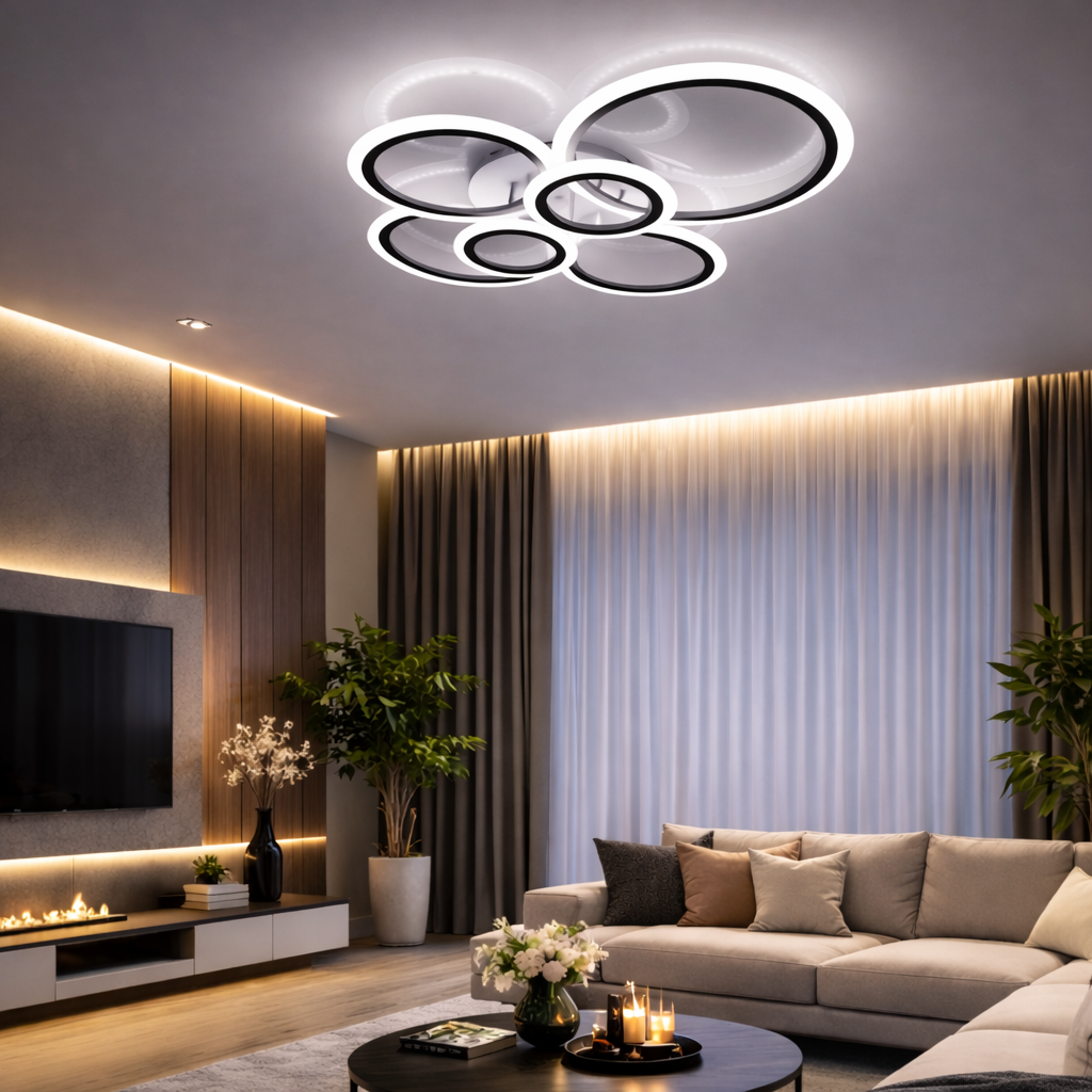 Lustra Led Roundness WT dimabilă cu telecomandă Lustra Led Roundness WT dimabilă cu telecomandă
