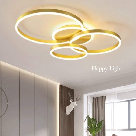 Lustre Led Living Happy Light Alura Gold 160W cu telecomandă