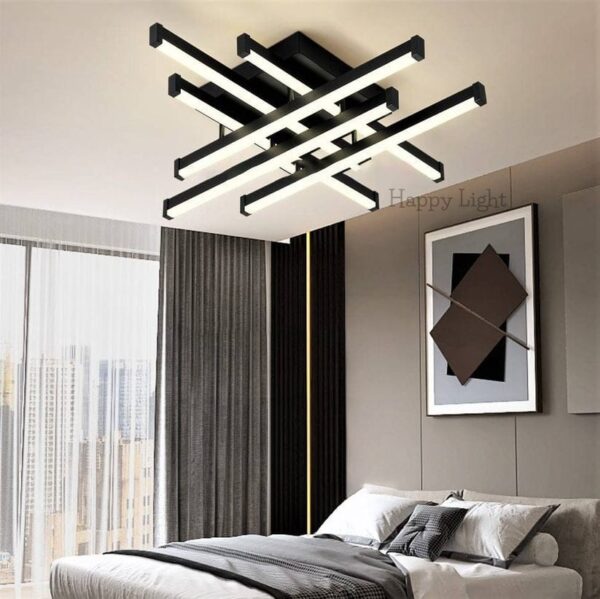 Lustra Led dormitor Urban Black 140W cu telecomandă Happy Light