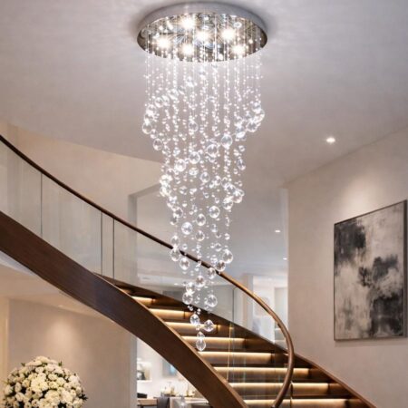 Candelabru casa scării Crystal Rainfall Argintiu