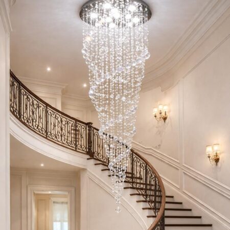 Candelabru casa scării Crystal Rainfall K9 Argintiu