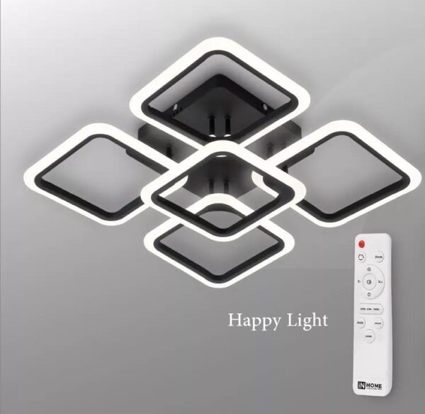 Lustra Led Cenco Negru 90W cu telecomandă Happy Light