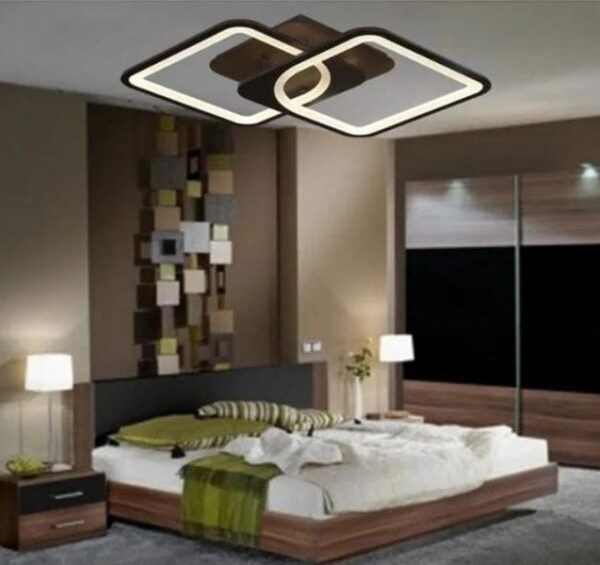 Lustra Led dormitor Duo Modern Black 48W cu telecomandă Happy Light