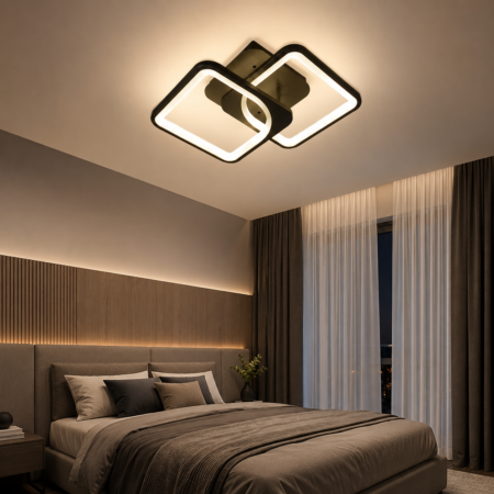 Lustra Led dormitor Duo Modern Black cu telecomandă