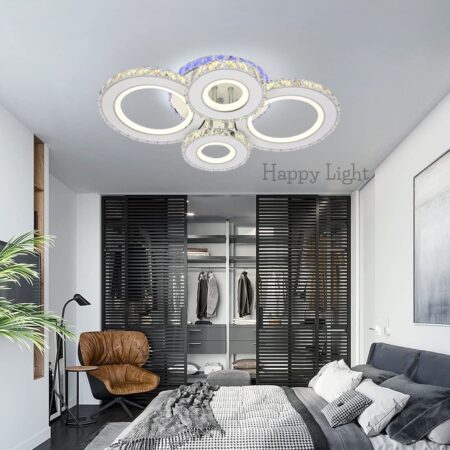 Lustra Led Roundness Crystal 120W RGB cu trei tipuri de lumină și telecomandă