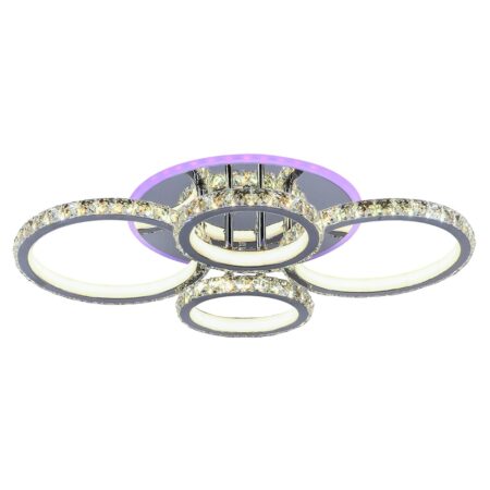 Lustra Led Roundness Crystal Chrome RGB 120W cu telecomandă Happy Light