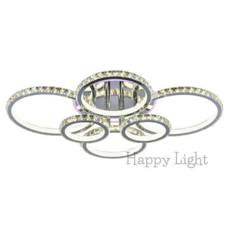 Lustra Led Roundness Crystal Chrome RGB 240W cu telecomandă Happy Light