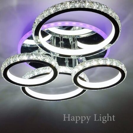 Lustra Led Roundness Crystal Chrome RGB cu telecomandă Happy Light