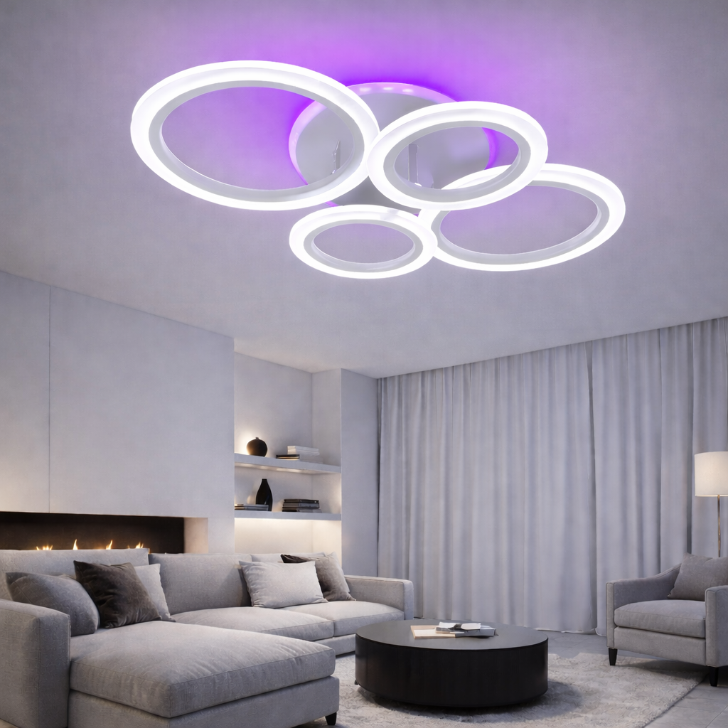 Lustra Led Roundness WT RGB 80W cu telecomandă