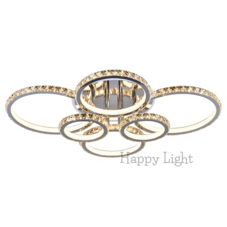 Lustra Led living Roundness Crystal Chrome RGB 240W cu telecomandă Happy Light