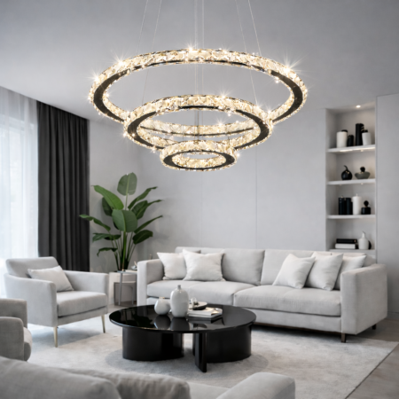 Candelabru Led living Cristalli Argintiu K9 cu telecomandă