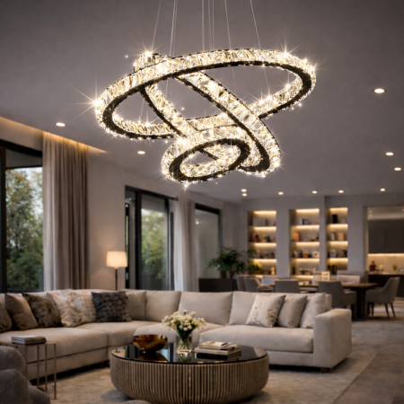 Candelabru Led living Cristalli Argintiu cu telecomandă Happy Light