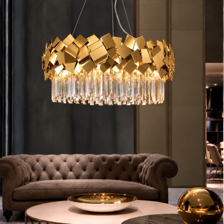 Candelabru auriu cu cristale Modular