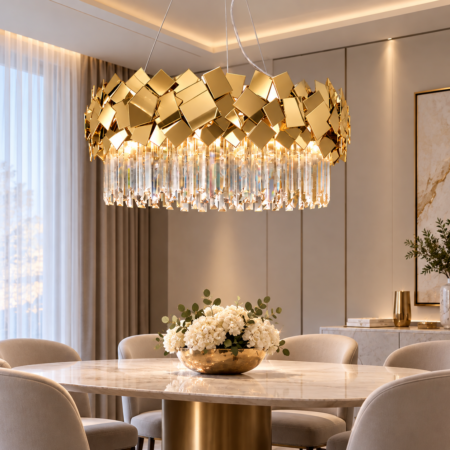 Candelabru auriu cu cristale Modular Happy Light