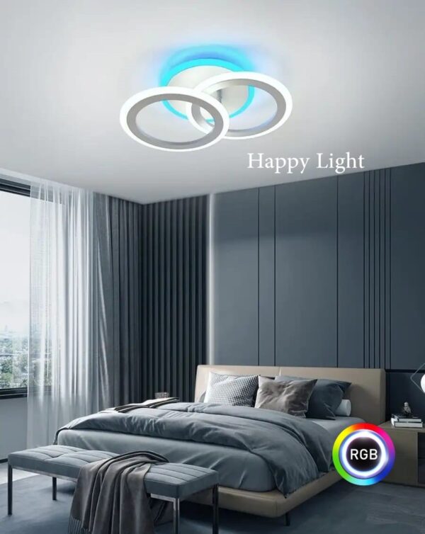 Lustra Led dormitor Roundness White 48W RGB cu telecomandă Happy Light