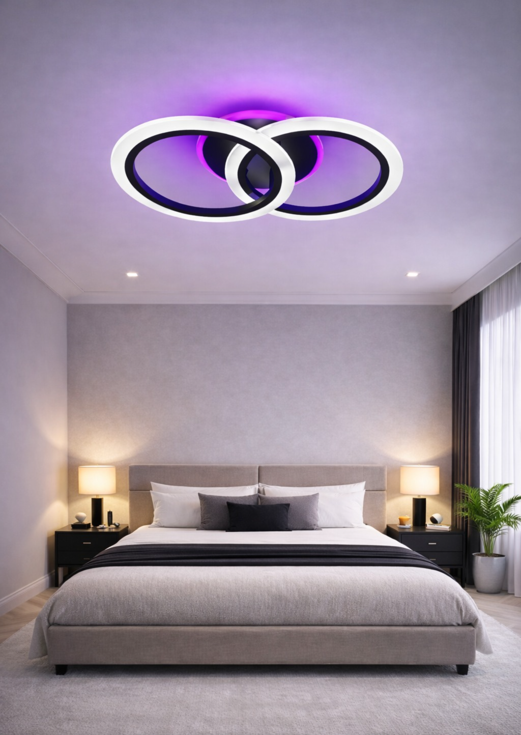 Lustra Led dormitor Roundness BL 48W RGB cu telecomandă Lustra Led dormitor Roundness BL 48W RGB cu telecomandă