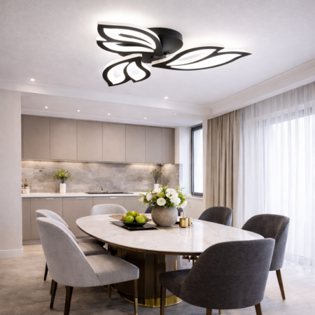 Lustra Led dimabilă Black Lis 72W cu telecomandă