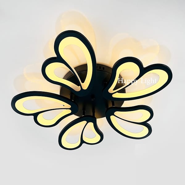 Lustra Led dormitor Black Floralis cu telecomandă Happy Light