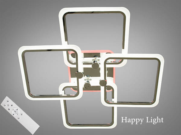 Lustra Led living Modernist Crom RGB 160W cu telecomandă Happy Light