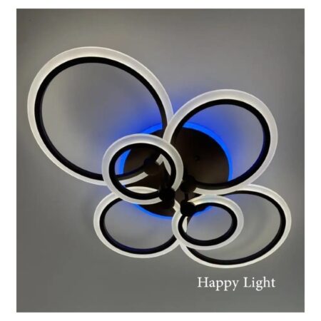 Lustra Led living Roundness Black RGB 160W cu telecomandă Happy Light