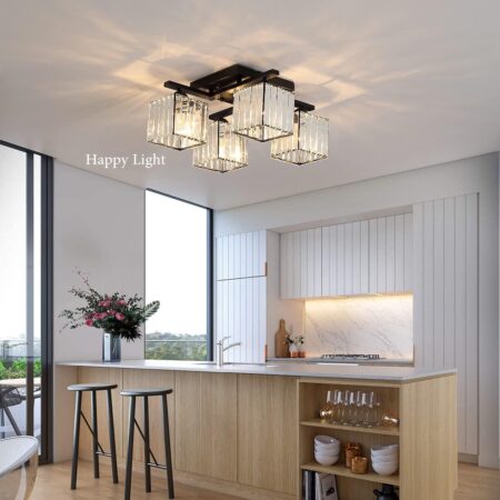 Lustra Mini Brilliant Black SQ 4 becuri Happy Light