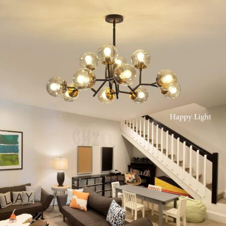 Lustra living Meadow Black 12 becuri Happy Light
