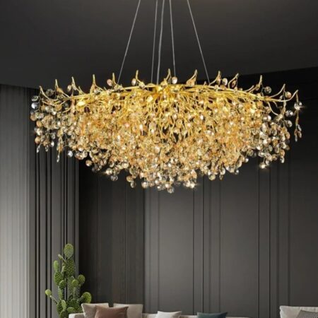 Candelabru auriu Demetra cristale K9 120cm Happy Light
