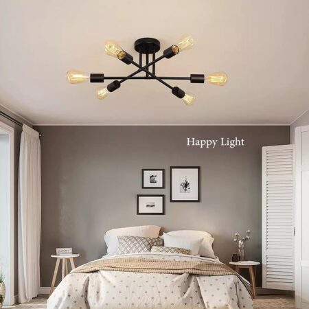 Lustra Modern Sparkle Black 6 becuri Happy Light