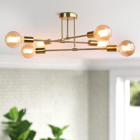 Iluminat Interior Happy Light Lustra Modern Sparkle Gold 6 becuri