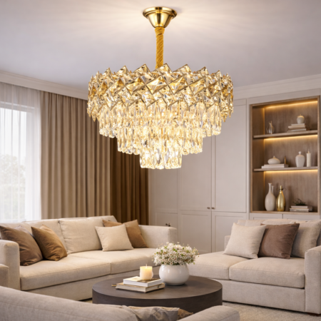 Candelabru auriu living Roncaro D50cm