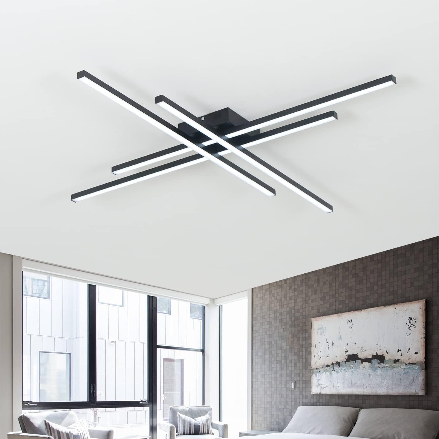 Lustra Led Lines Black Happy Light