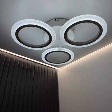 Lustra Led dimabilă Trio Roundness White 72W cu telecomandă