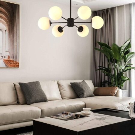 Lustra living Unity Black M2 6 globuri Sticlă mată