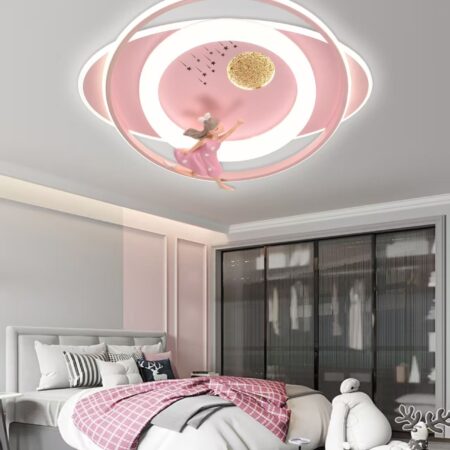 Lustra Led pentru copii Pink Galaxy 120W cu telecomandă