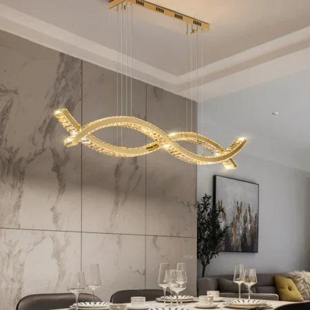 Candelabru Led living Crystal Waves 136W cu telecomandă