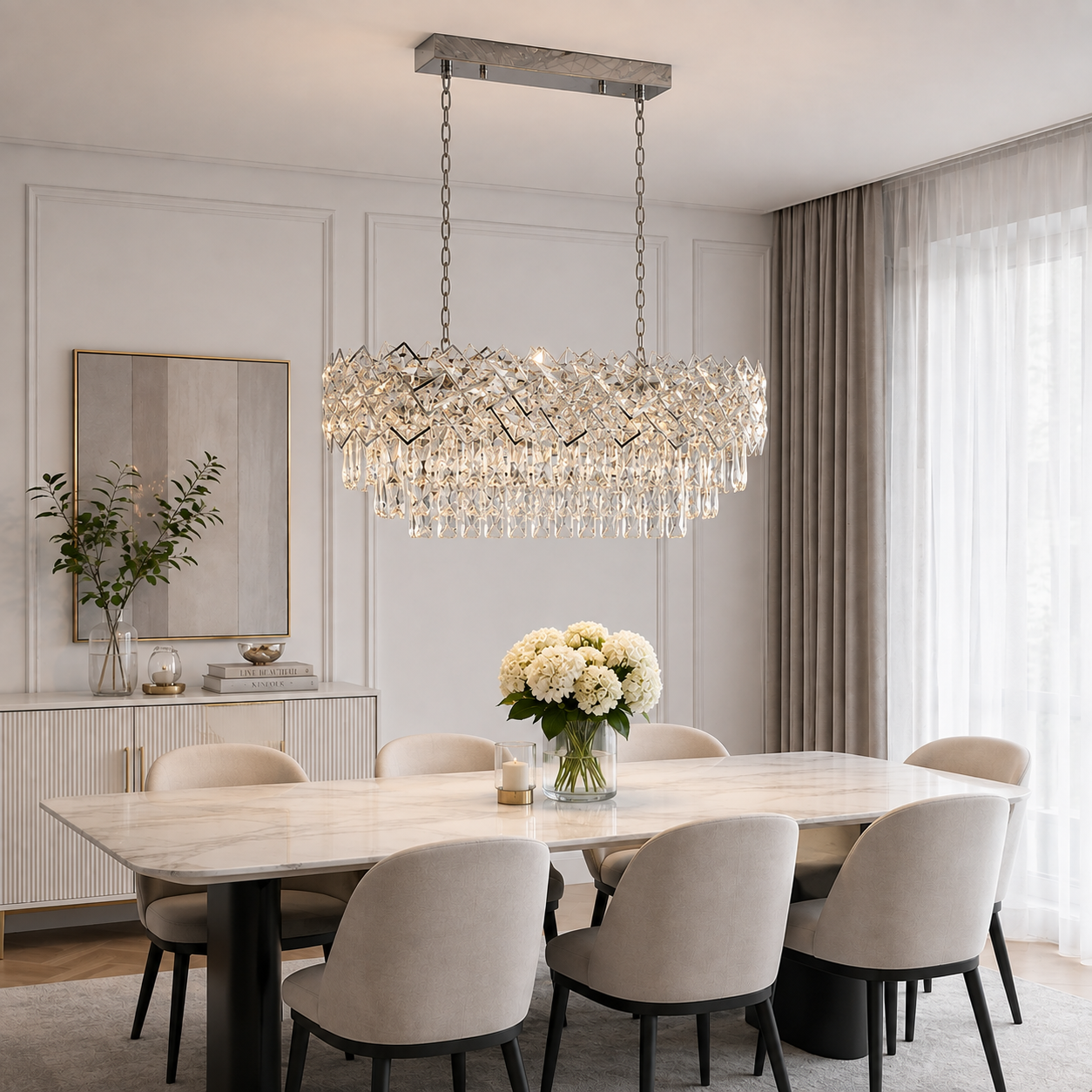 Candelabru argintiu cu cristale K9 Roncaro 80x30cm Candelabru argintiu cu cristale K9 Roncaro 80x30cm