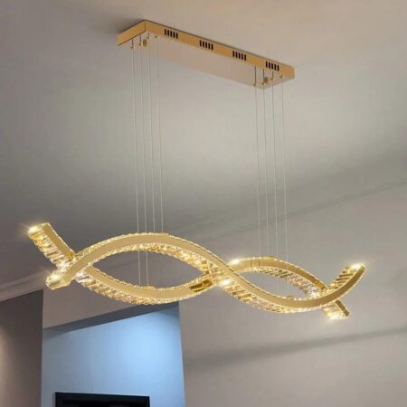 Candelabru auriu Crystal Waves