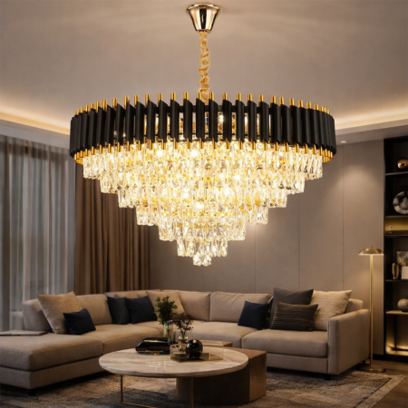 Candelabru living cu cristale Regal Black D80cm