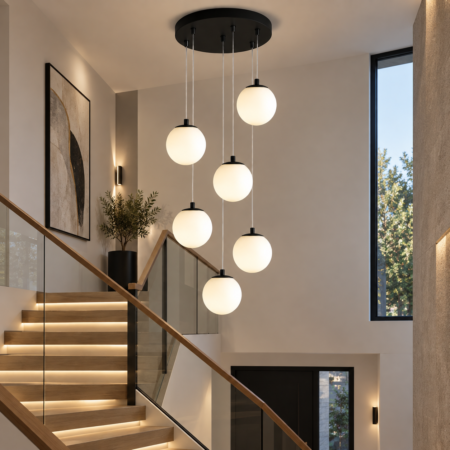 Candelabru negru Snow 6 Globuri