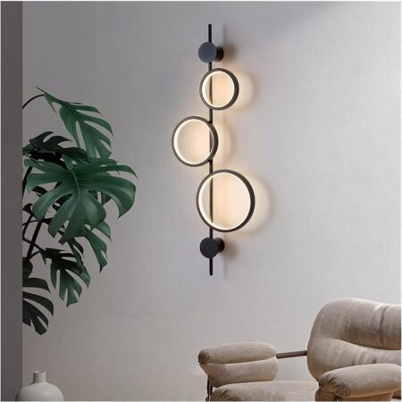Aplica Led Black Circles Happy Light