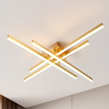 Lustra Led Lines Gold 112W cu telecomandă Happy Light