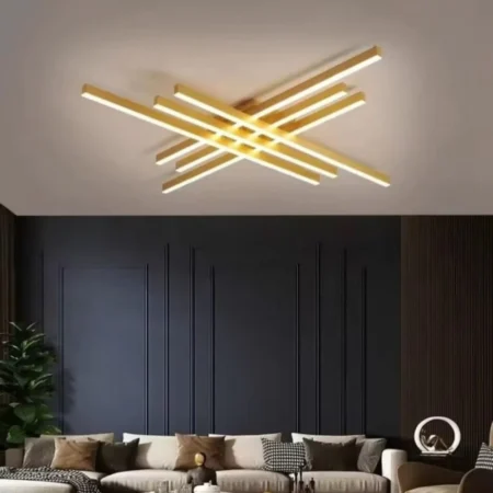 Lustra Led living Lines Gold 224W cu telecomandă Happy Light