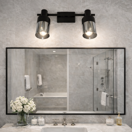 Aplica Baie Modern Black 2 abajururi Happy Light