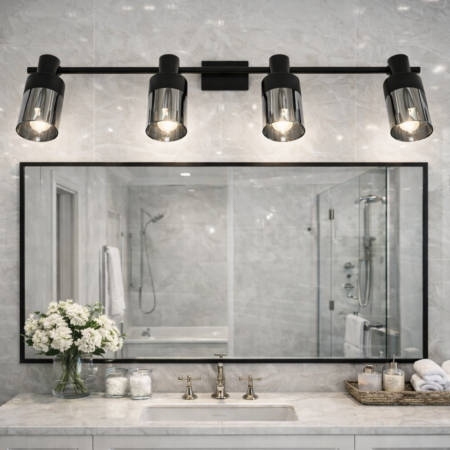 Aplica Baie Modern Black 4 abajururi Happy Light