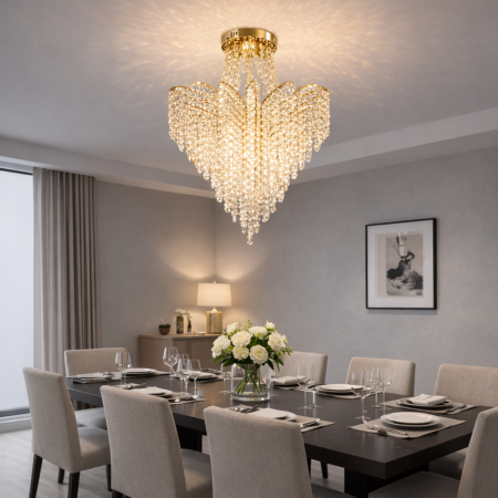 Candelabru elegant Pearl Heart Gold 6 becuri