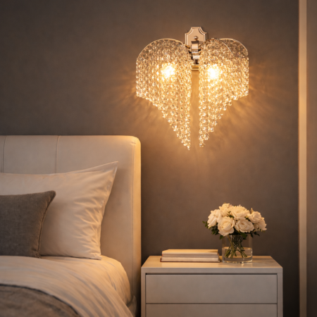 Aplica Pearl Heart Silver 2 brațe