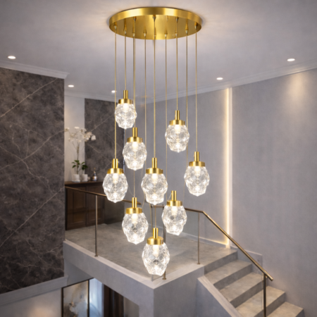Candelabru Led Ice Rock Gold 9 surse de lumină