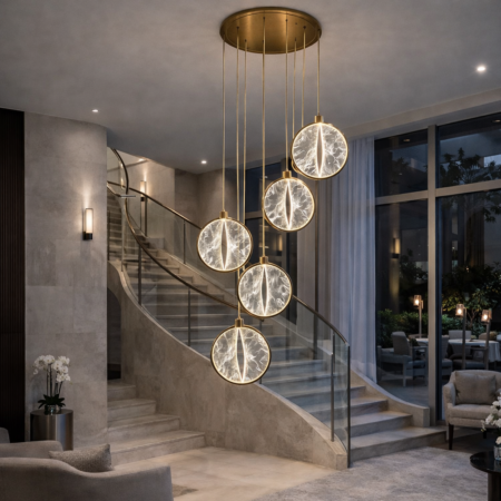 Candelabru Led Nebula Gold 5 surse de iluminare cu telecomandă